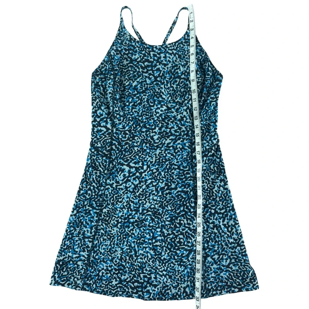 Athleta Infinity Printed Dress Clouded Leopard Blue XS Built in Shorts $119 Golf